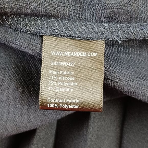 ME And Em Women Pleated Skirt Midi Shirt Dress Size 2 Long Sleeve Button In Navy - Picture 7 of 12